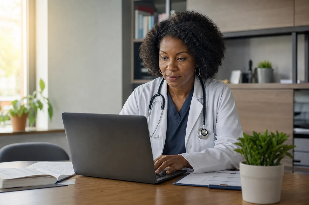 Clinician at her desk